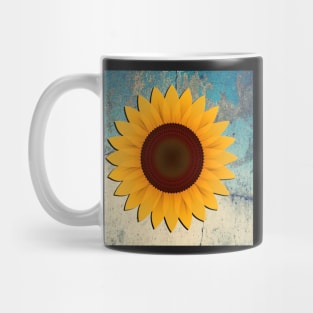 Sunflower on Teal & Cream Distressed Background Home Decor Gifts Mug